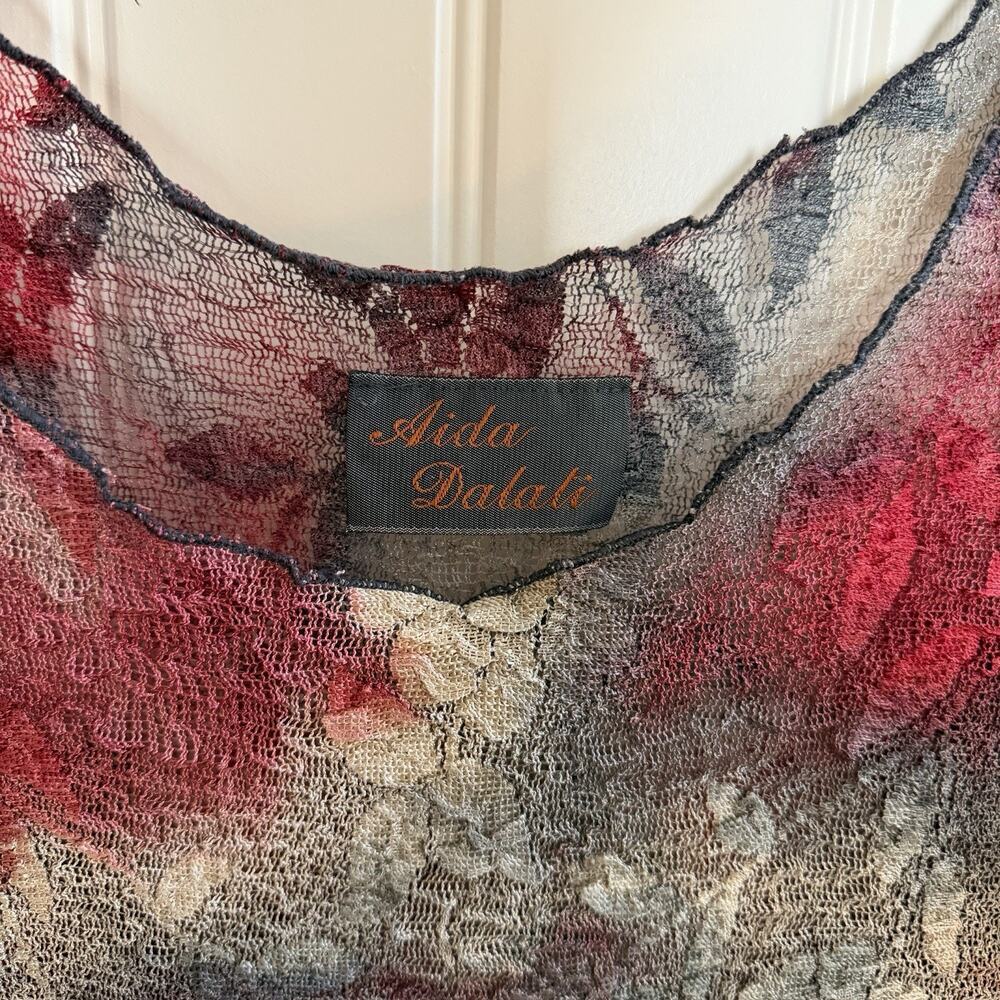 Vintage Aida Dalati Y2K Sheer Burnout Mesh Top Women’s Size Medium - Picture 2 of 13